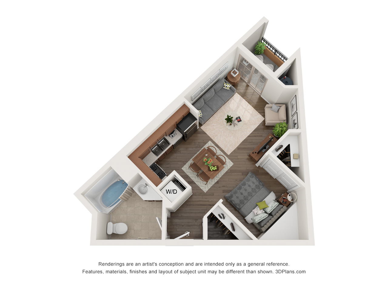 Floor plan for studio, 1 bath, 551 sqft